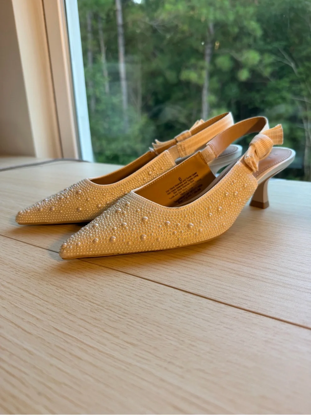 Ivory Size 6- NWT pearl embellished kitten heels, wedding heels